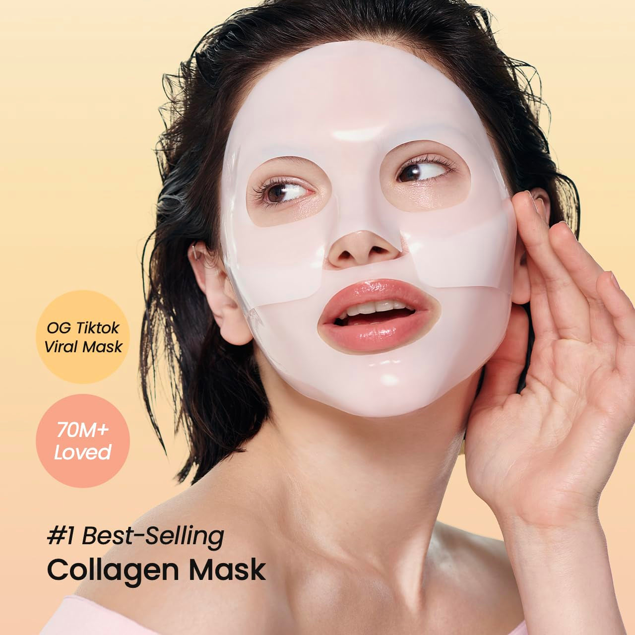Bio-Collagen Real Deep Mask, Hydrating Overnight Hydrogel Mask, Pore Minimizing, Elasticity, Plumping Improvement, Korean Skin Care, Valentines Day Gifts for Her | 1.19Oz(34G) X 4Ea