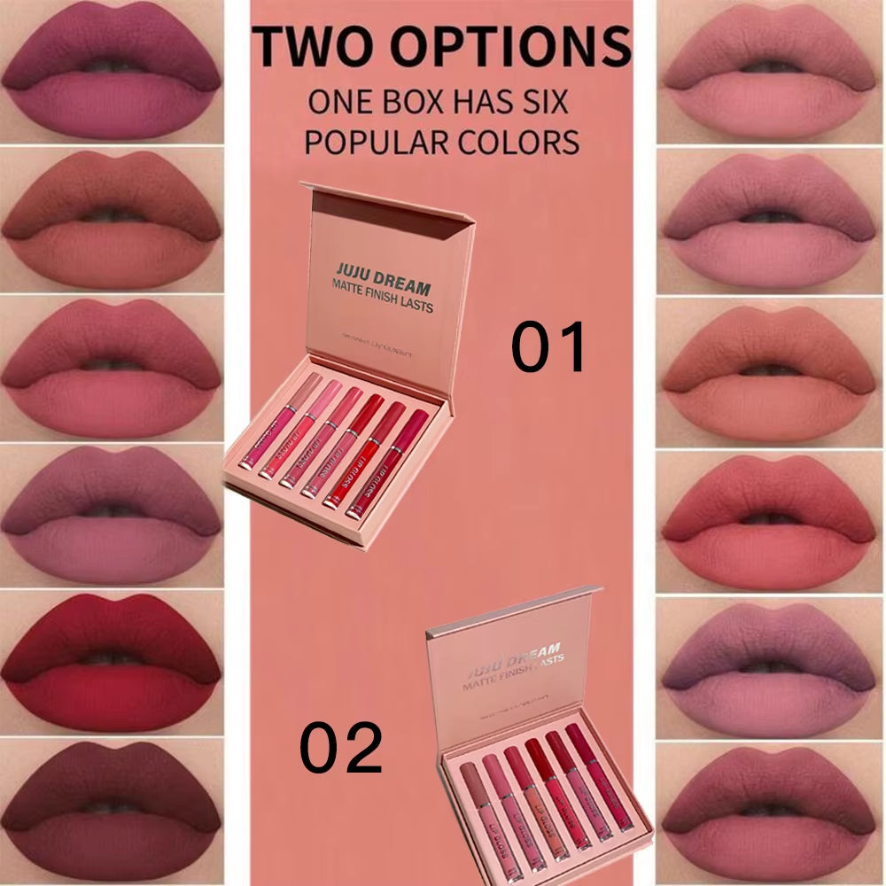 LuxeMatte™ by Handaiyan – 6-Piece Waterproof Matte Lipstick Set